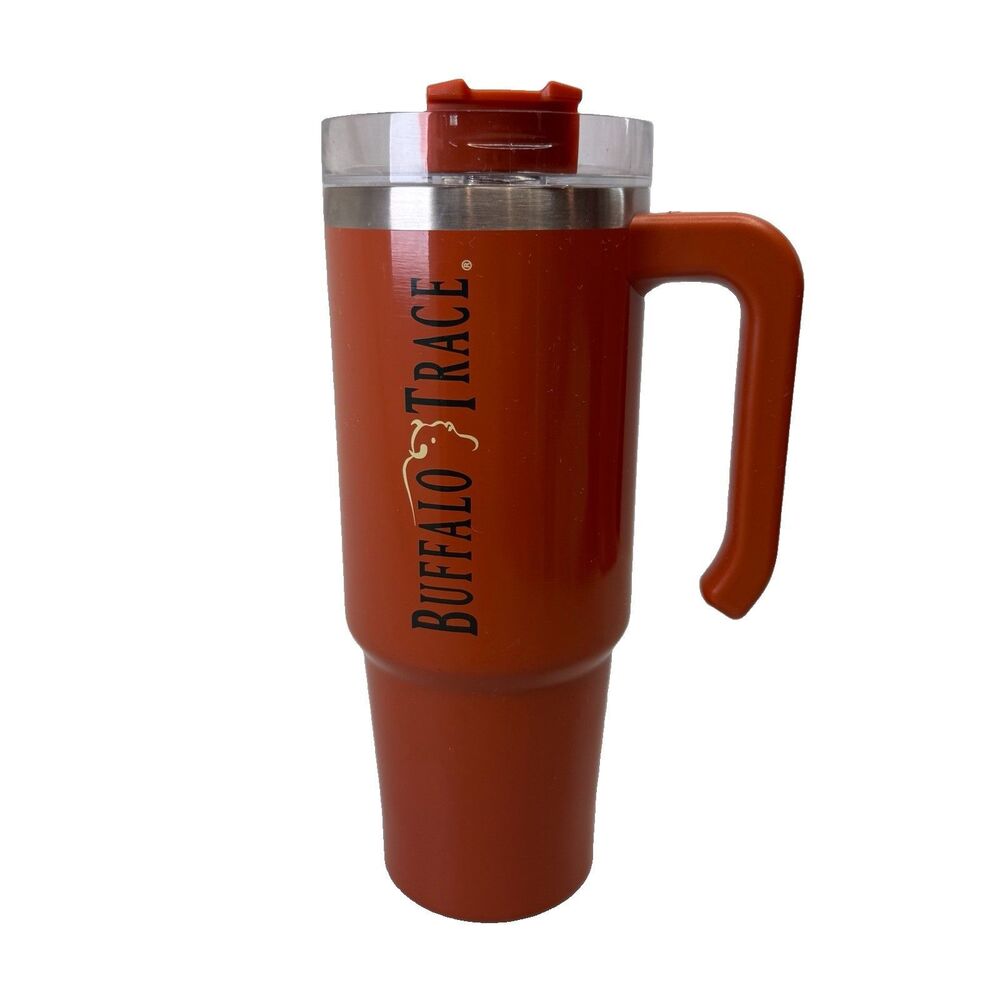 Buffalo Trace Distillery Matte Orange Handle, Stainless 40 Oz Tumbler NEW
